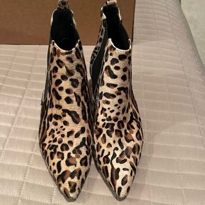 Anine bing fur leopard kitten heel booties 39